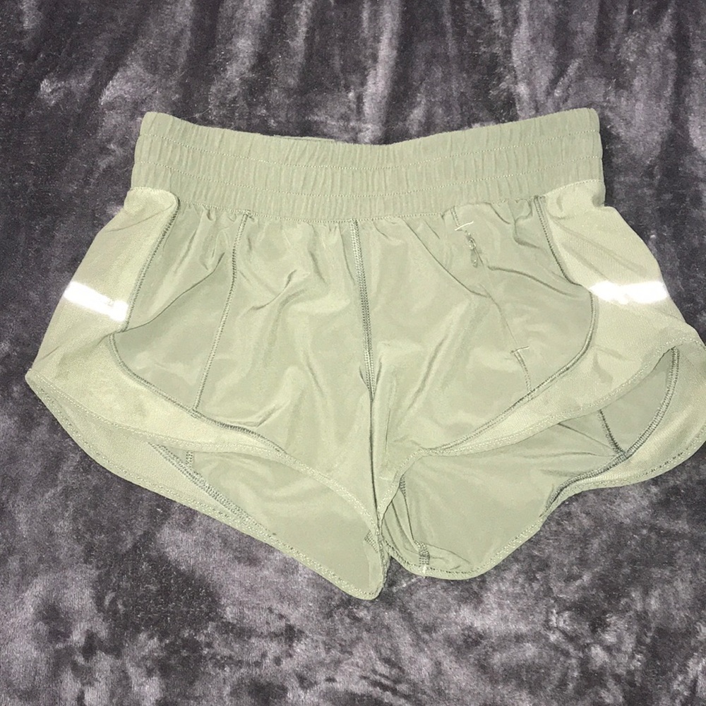 (worn once) Lululemon army green running shorts